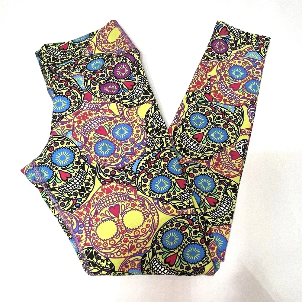 Dona‎ Jo Esqueleto Jojo Leggings Sz 1 Womens Capri Pants Day Of Dead Sugar Skull